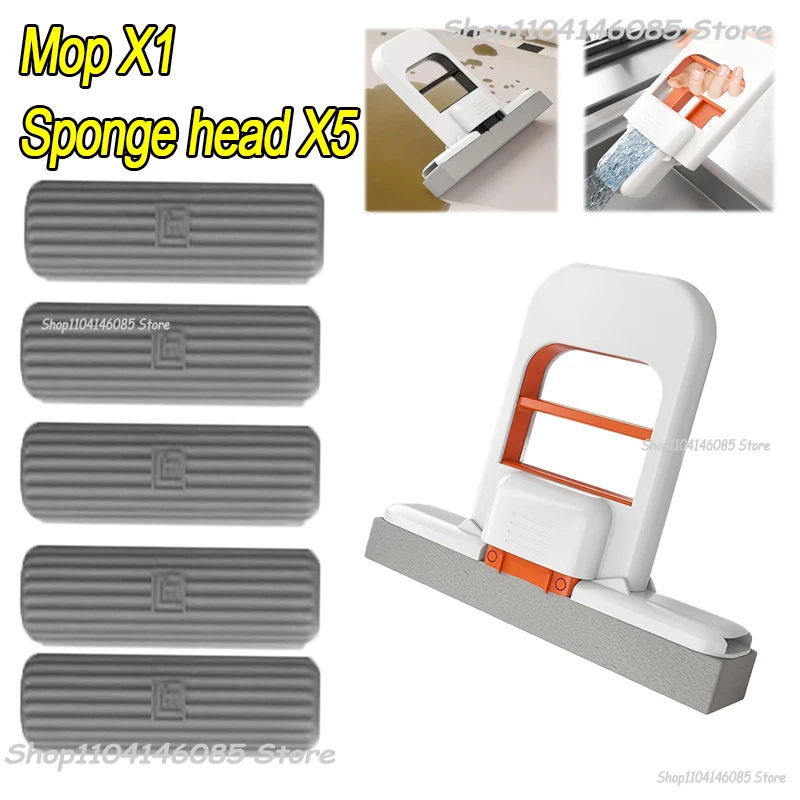 Mini-sponsmop Handvrije wasmoppen Mini draagbare superabsorberende dweil voor desktopvloer Badkamer Keuken Glas Autoreiniging: Rood