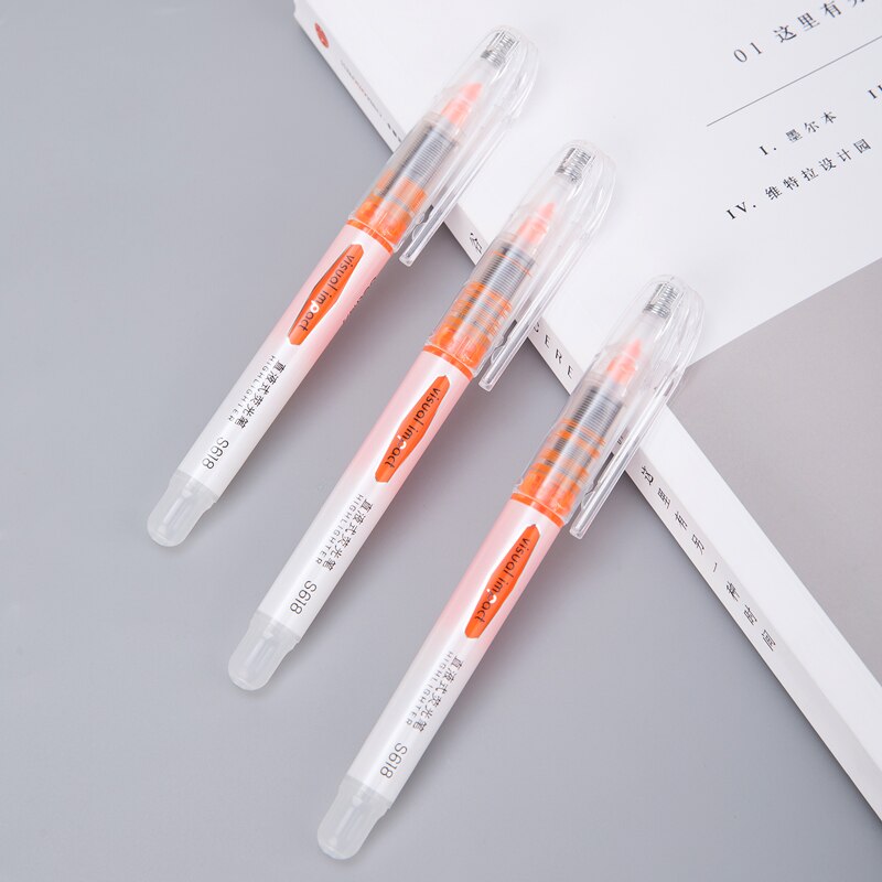 12 stk lot lige flydende highlighter tusch 5 farver orange rød gul blå grøn kontor fluorescerende pen deli  s618