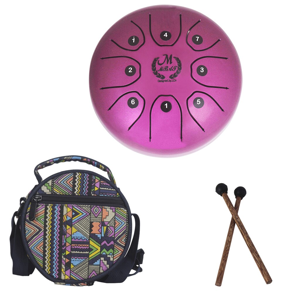 5.5 Inch Mini Tong Drum C Tune 8 Notes Handpan Drum W/Drumstick Opbergtas Voor Volwassenen Kids Beginners: Purple