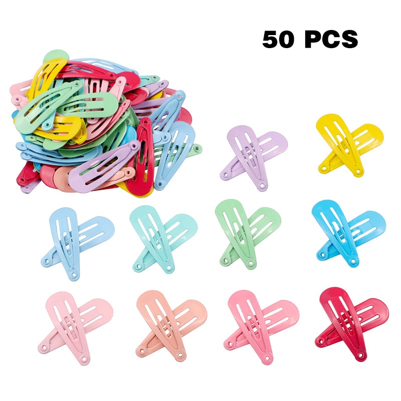 50Pcs/Box Mix-Color Baby Girl Hair Clips Korean Style Non-slip Candy Color Girl BB Hair Clips Hair Pins Girl Hair Accessories