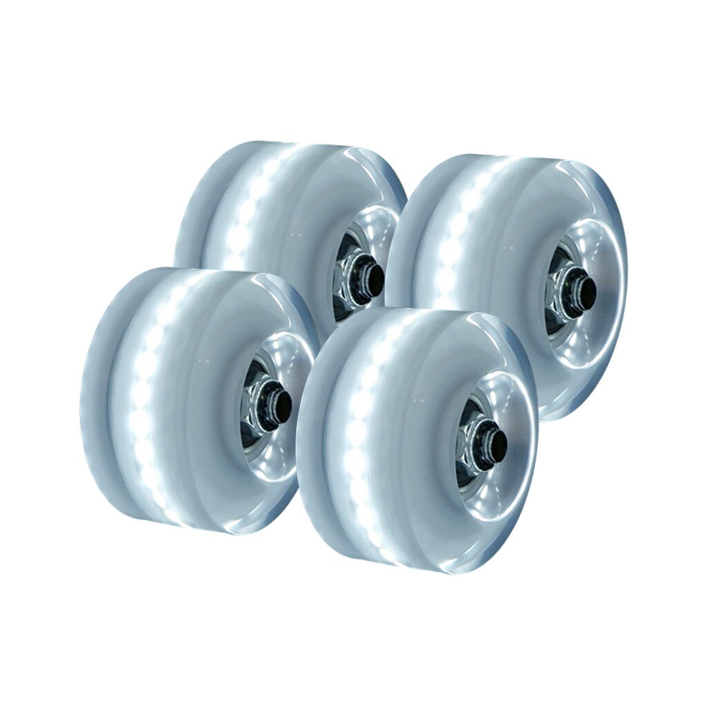 4PCS Durable Luminous Light Up Quad Roller Skate Wheels Sliding Roller blade Bearings Replacement Transparent Flashing Roller#g4: WHITE