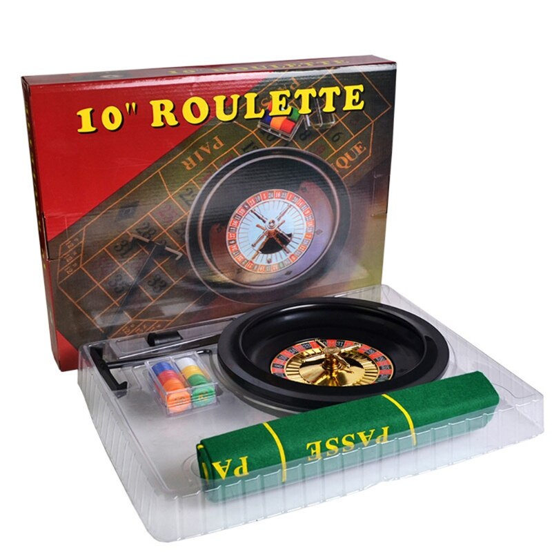 Juego de ruleta de 10 pulgadas con mantel, fichas de póker para Bar, , juego de Borad, RXBB