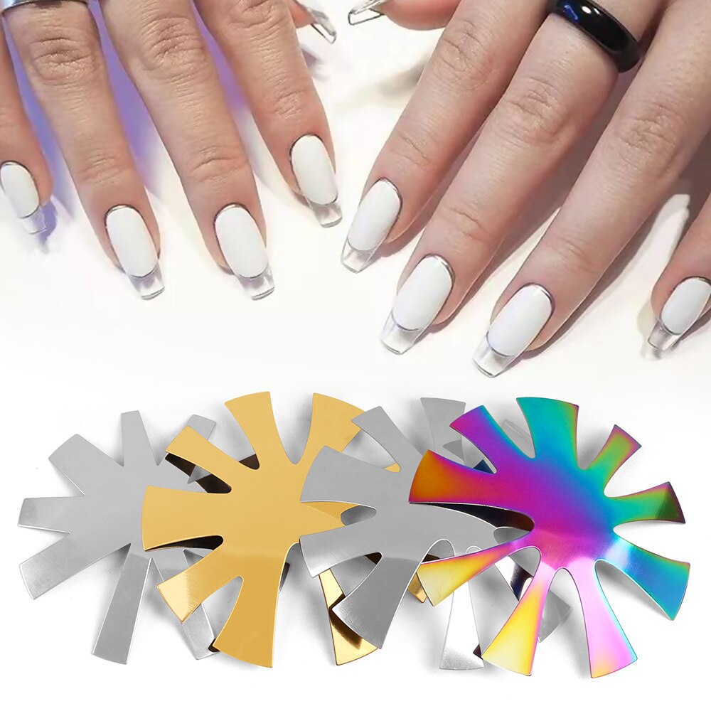 Multifunction Easy French Tip Line Edge Cutter Stencil Trimmer Tool Smile Shape Clipper Styling Forms