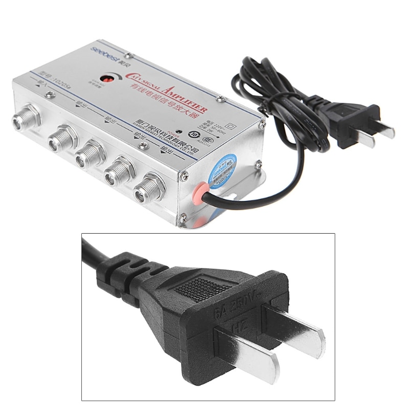 Divisor y5lc do impulsionador do amplificador 220v 45-860mhz do sinal da antena da tevê do vcr de 4 vias