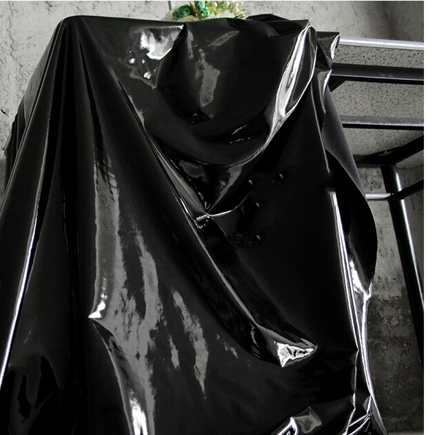 Zwart Lakleer Dunne & Soft 2-Way Stretch Glanzend Zwart Tpu Waterdichte 140 Cm Breedte Stof CG070