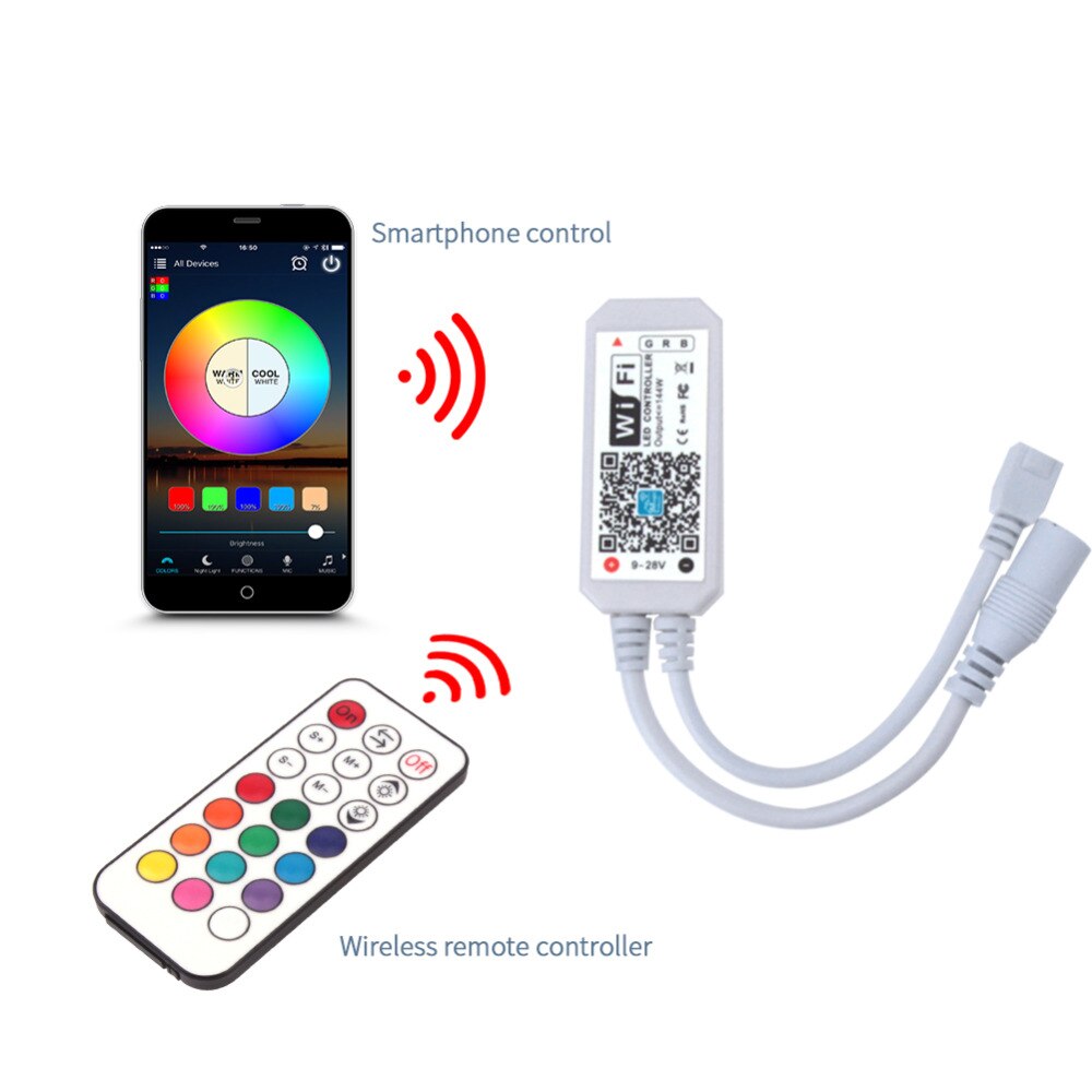 Fjernkontroll mini  rf 21 nøkkel  ir 24 nøkkel til rgb rgbw  ws2812b ledet stripe lys  dc12v wifi fjernkontroll