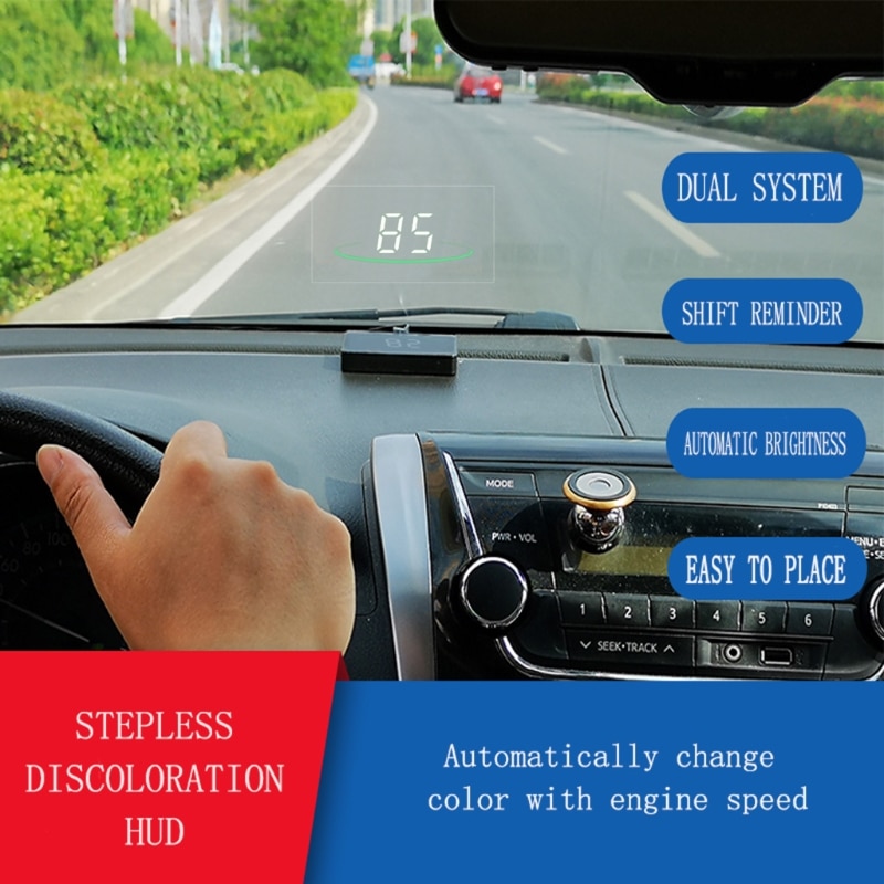 Universal Car HUD Display Vehicle Driving Safety Intelligent Alarm System Remind