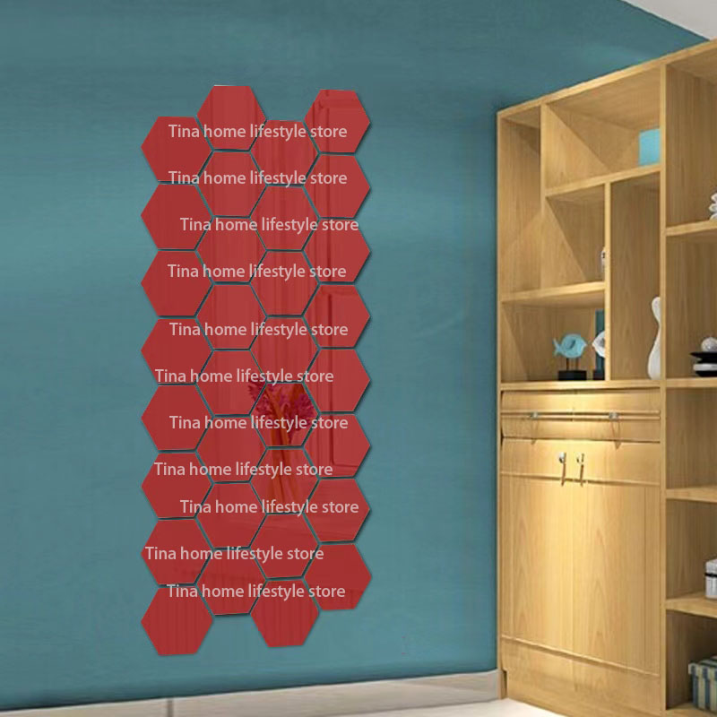12 Uds. Pegatinas de pared de espejo hexagonal, autoadhesivas, pegatinas de pared removibles, azulejos de mosaico dorados y plateados, calcomanías para decoración del hogar y dormitorio: XS / Gris