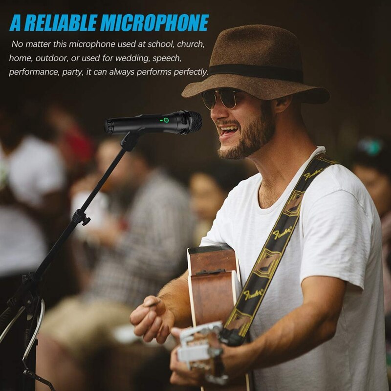 Wireless Dynamic Microphone, UHF Cordless Microphone System with Portable Receiver for House Parties,Karaoke, Meeting Microphone