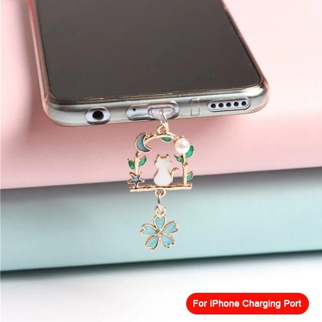 Telefon charm anti damm plugg kawaii tecknad laddning port damm pluggar söt ladd dammskydd skydd för iphone 7 x xr: E