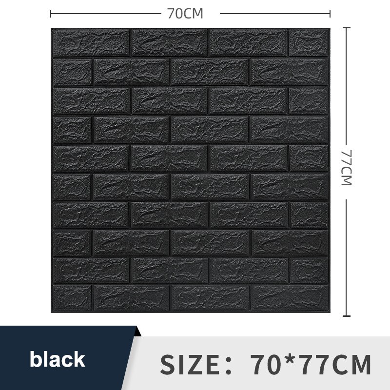 5PCS Self adhesive Waterproof TV Background Brick PVC Wallpapers 3D Wall Sticker Living Room Wallpaper Mural Bedroom Decorative: black