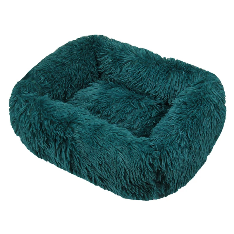 Rectangle Plush Dog Bed Winter Warm Mat Small Medium Big Pet Cat Dog Bed Kennel Puppy Sofacama Cat Cushion Pets Sofa Accessories: L / Light Cyan