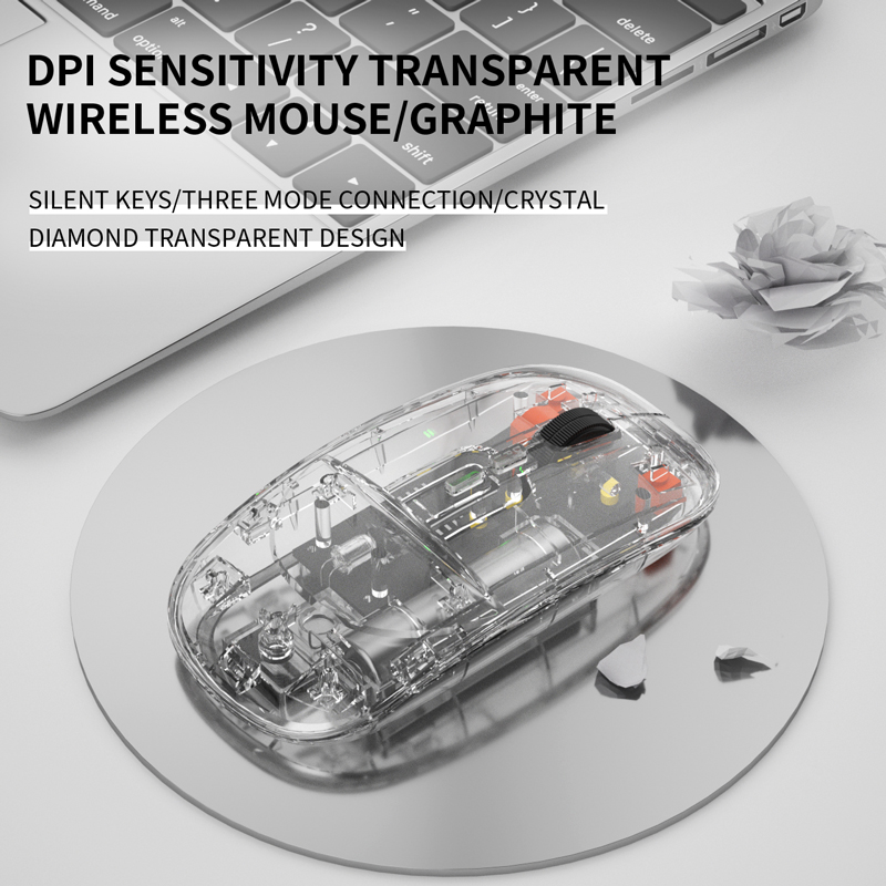 Xiaomi Bluetooth Drahtlose Maus Transparent Drei-modus Leucht Licht Computer Spiel Maus Stille Wiederaufladbare Für PC Laptop