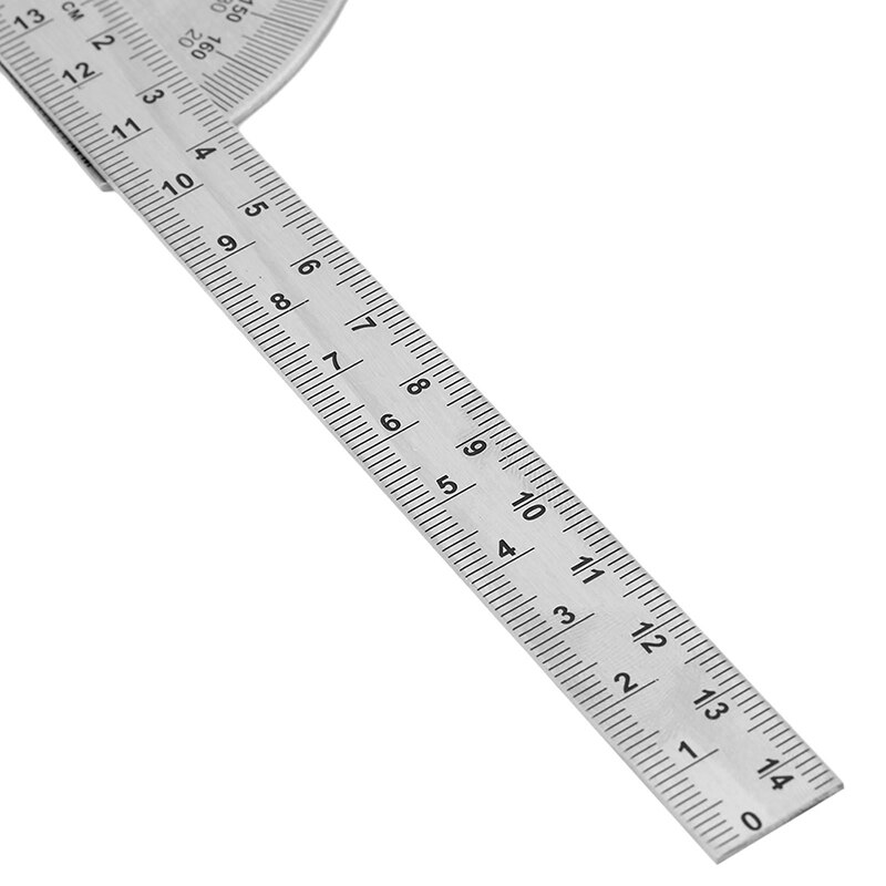 Adjustable 15cm 180 Degree Protractor Multifunction Stainless Steel Roundhead Angle Ruler Mathematics Measuring Tool