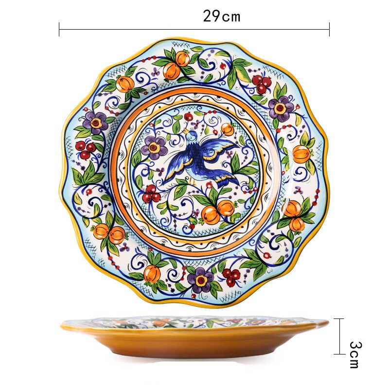 1 szt. Ceramiczny talerz na owoce zastawa deserowa talerzyk deserowy ręcznie malowany zastawa obiadowa ślub wakacje przybory kuchenne piękne: a