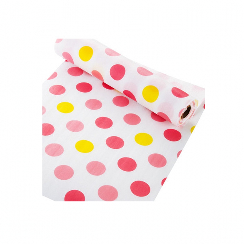 300Cm Reusable Table Drawer Mat Kitchen Shelf Liner Contact Paper Waterproof Drawer Paper PET Anti-oil Table Desk Decoration: White red wave dot