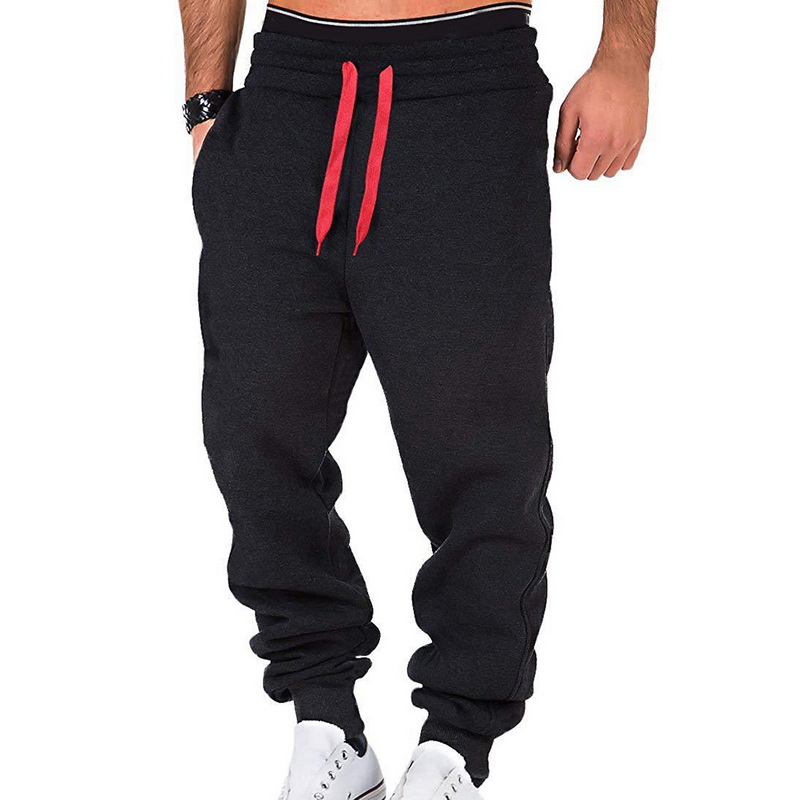 Mannen Broek Mode Heren Joggingbroek Broek Joggers Mannen Sport Fitness Broek Mannen Casual Sport Losse Broek: black red / M