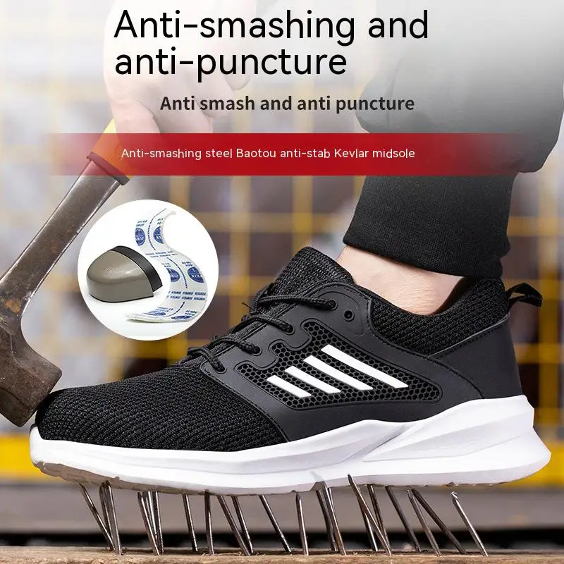 Zapatillas de trabajo con punta de acero para hombre, zapatos de seguridad, botas de trabajo a prueba de perforaciones, calzado Indestructible de