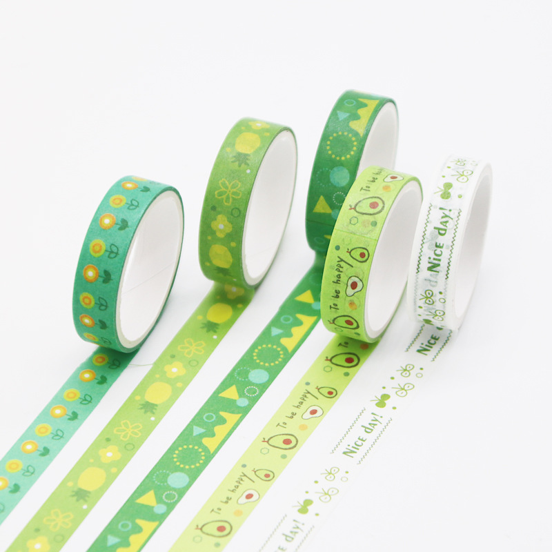Juego de cintas Washi de 5 uds., cinta adhesiva básica, diario, papelería japonesa, Washitape para álbum de recortes diario, cinta adhesiva decorativa: Mezcla de color