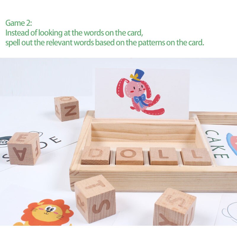 Kids Wooden Matching Letter Game Alphabet Words Spelling Letter Block Toys Educational toy