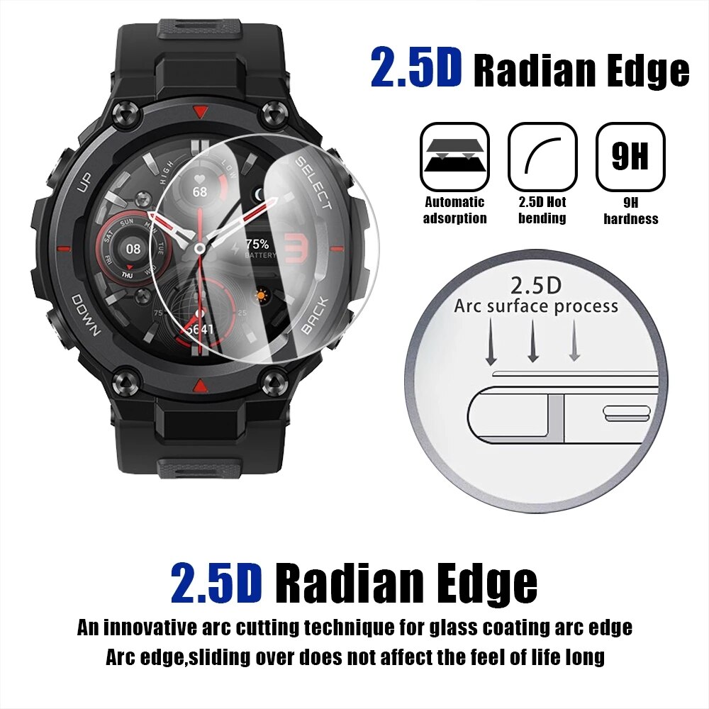 Suoja karkaistu lasi xiaomi amazfit t rex pro näytönsuoja amazfit trex t-rex pro suojalasikalvo