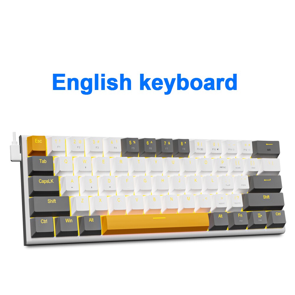 E-YOOO-Z11 Teclado mecânico com fio USB, interruptor vermelho, 61 teclas gamer, russo, brasileiro, português, computador, PC, laptop: Olive