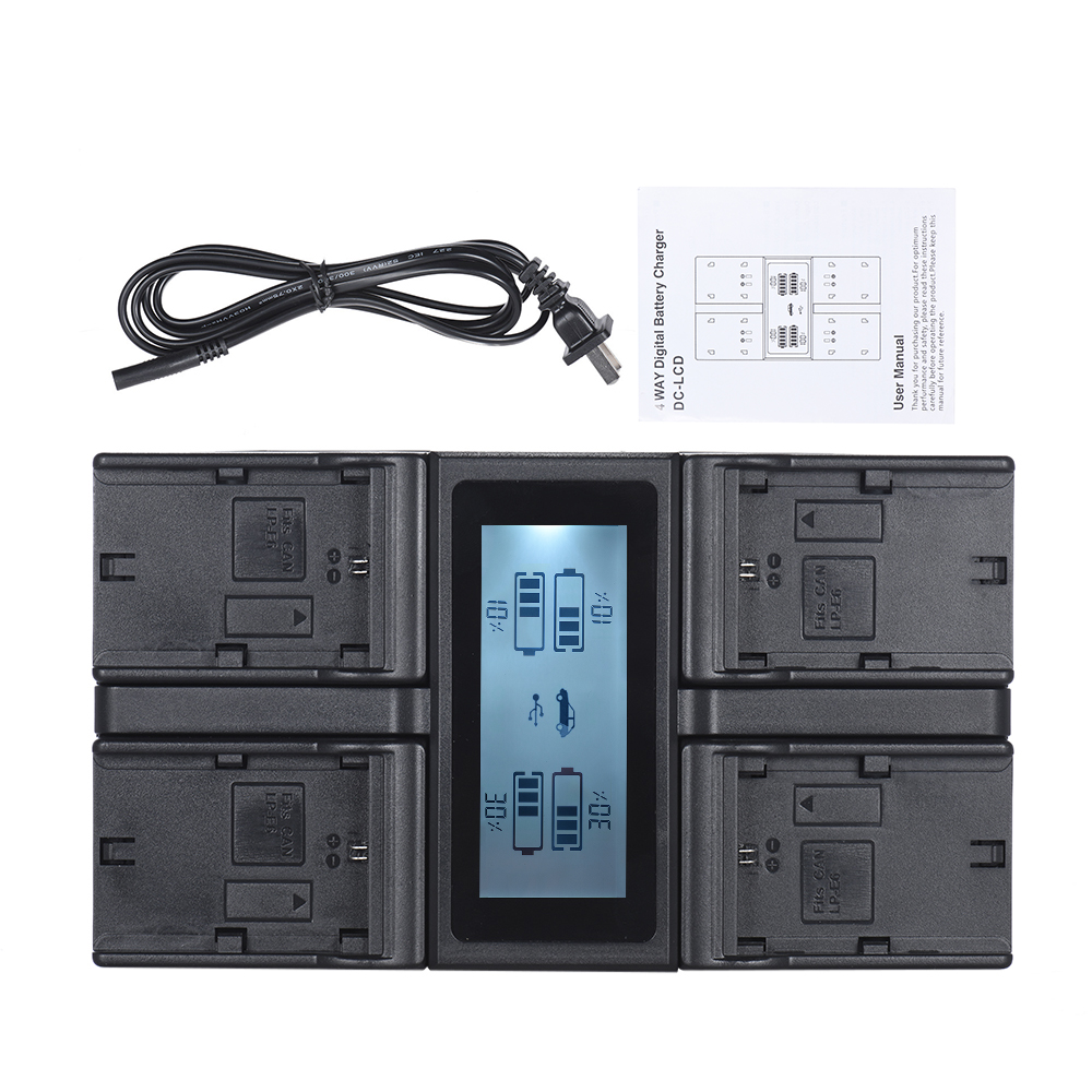 Andoer DMW-BLF19E Camera Battery Charger 4-Channel LCD Digital for Lumix DC-GH5 DMC-GH3 DMC-GH3K DMC-GH4 DMC-GH4K