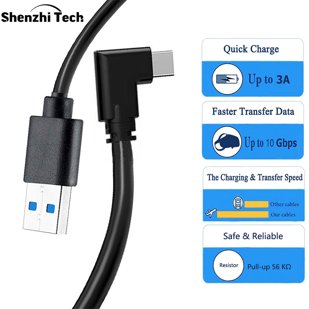Oculus Quest 2 VR Link USB3.1 Type-c Link 90 Degree Extension Cable Connector High Speed Data Transfer for VR Virtual Reality