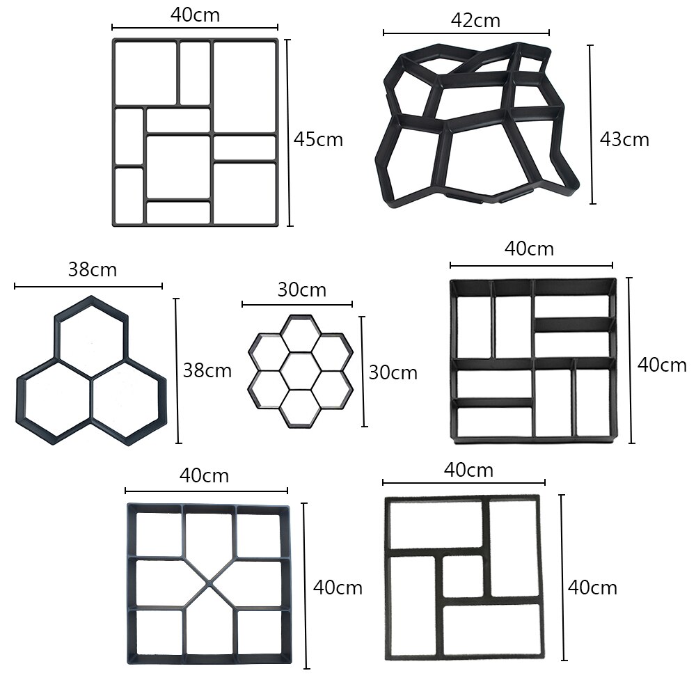 Muti-größe DIY PP Pfad Hersteller Schimmel Manuell Pflaster Zement Ziegel Beton Formen Straße Hersteller Garten Stein Straße bilden garten Dekor