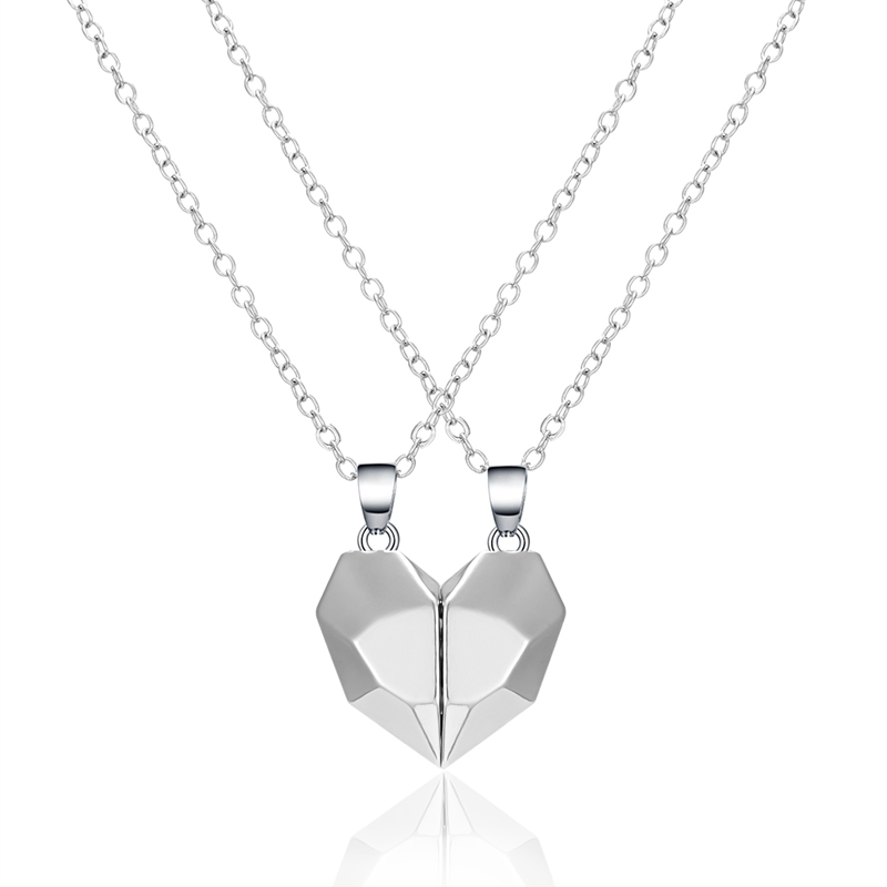 2 Teile/satz Paar Halskette für Frauen Herz Magnetische Sonne Mond Gepaart Anhänger Passenden Schmuck Freundin Hochzeit Party Kette Halsband: Heart 3