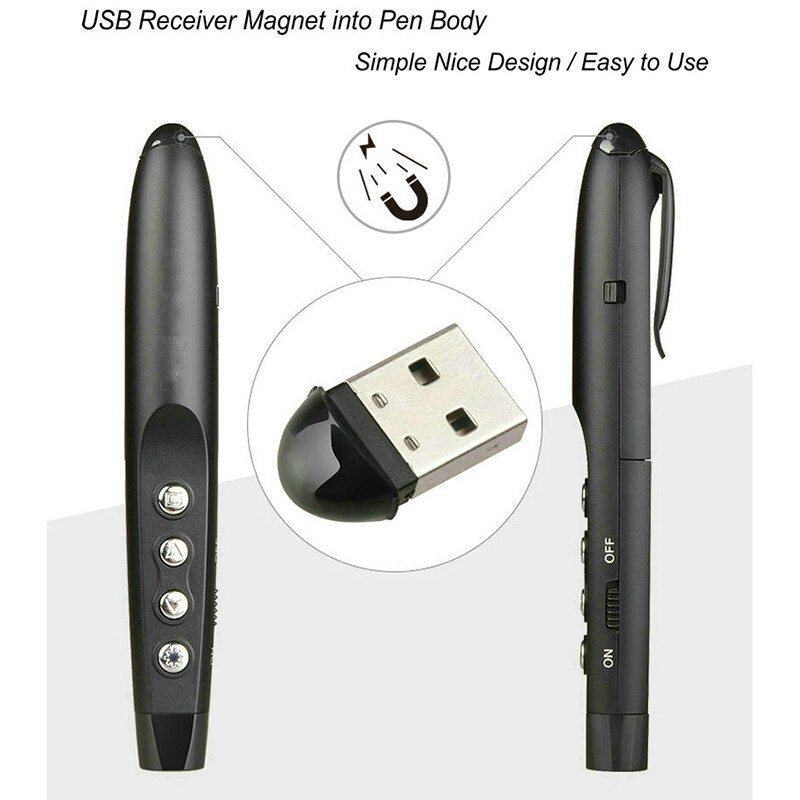 Rf 2.4G Wireless Presenter Ppt Diapositive Advancer Penna di Vibrazione Puntatore Powerpoint Presentazione Clicker A Distanza di Controllo