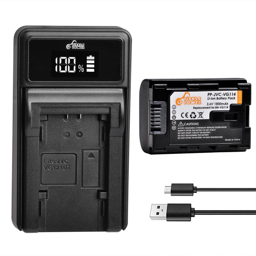 BN VG114 BN-VG114 batería + Cargador USB LED para JVC BN-VG107 BN-VG107U BN-VG108U BN-VG108E BN-VG114U BN-VG114US