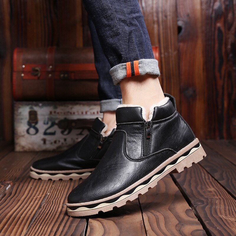 Mode Mannen Snowboots Leer Heren Outdoor Wandelen Boot Winter Boot Casual Schoenen Sneakers Mans Werk Veiligheid Comfortabele Enkel