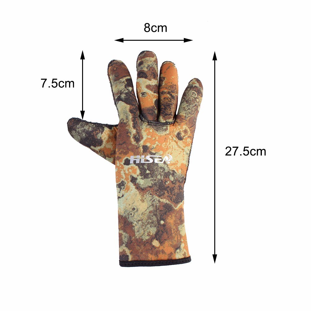 Neopreen 3Mm Duiken Handschoenen Outdoor Koude-Proof Winter Zwemmen Duikuitrusting Scuba Dive Snorkelen Vijf Vinger Handschoenen: Camouflage  L