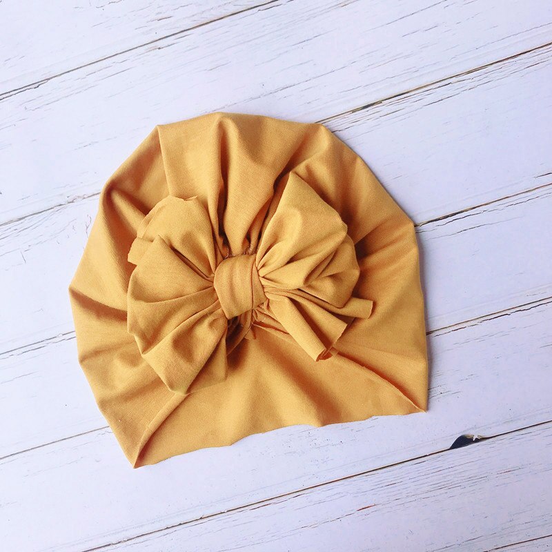 Gorro de algodón con lazo para bebé, gorro para niña, turbante para niño pequeño: style2 yellow 0-3Y