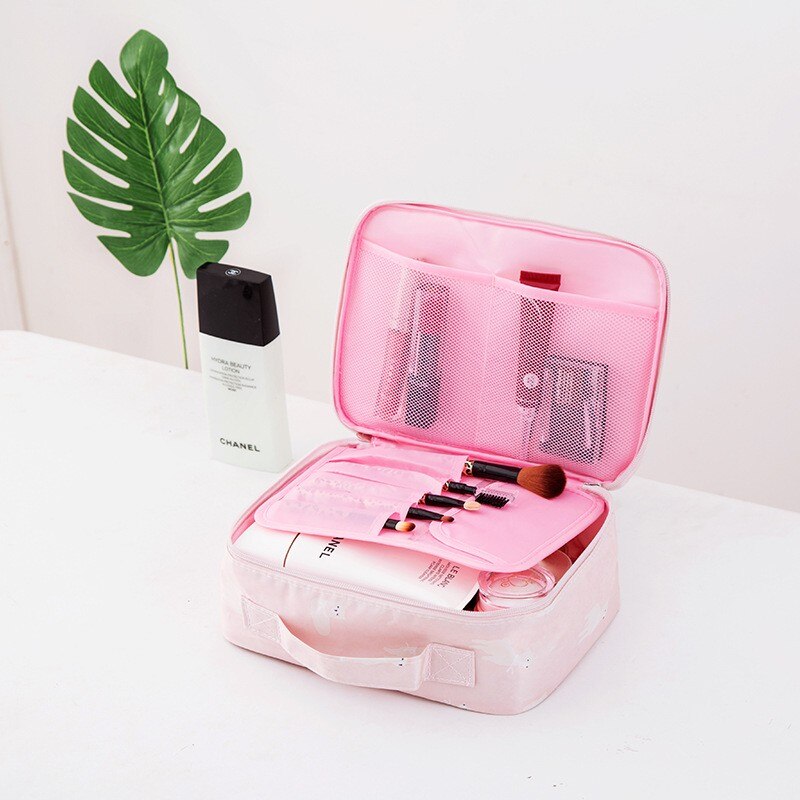 SAFEBET Brand Flamingo Women Cosmetic Bag Organizer Toiletry Kits Necessity Travel Big capacity Waterproof Portable Makeup Bag: A4