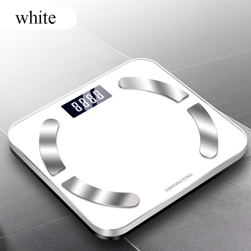 Husstand intelligent vægt skala sundhed elektronisk fedt krop skala gulvet videnskabelig smart elektronisk skala bluetooth skala: Hvid