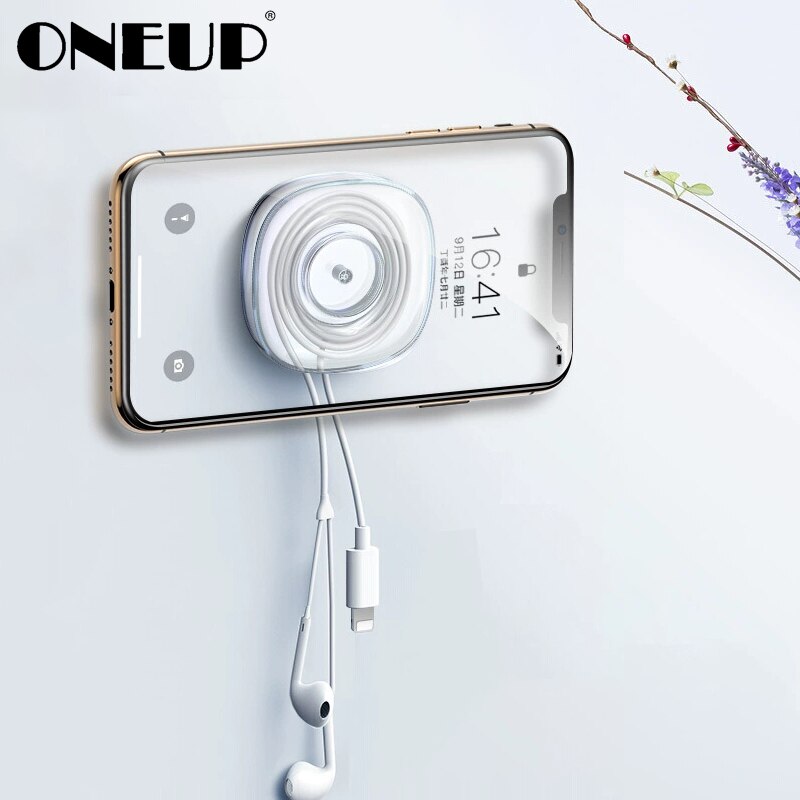 Oneup 2 Pcs Multifunctionele Nano Sticker Telefoon Houder Kabelhaspel Wasbare Nano Plakken Rubber Pad Muursticker Badkamer Accessoires