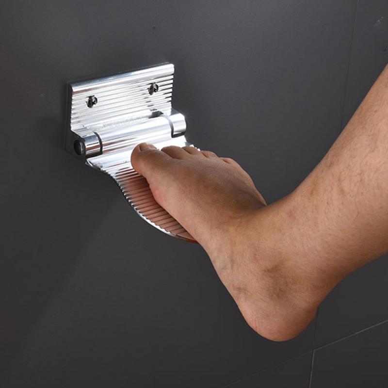 1pc Aluminium Alloy Shower Footstool Wall Mounted Shower Footrest Step Bathroom Rest Pedestal Footstool Anti-slip Pedestal Foot