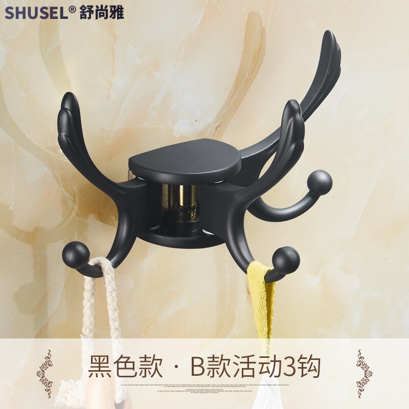 Slaapkamer Beweegbare Kleding Haak Europese Stijl Haak Kledingrek Muur Opknoping Enkele Haak Gouden Antieke Jas Rack Roterende: Type B- Black