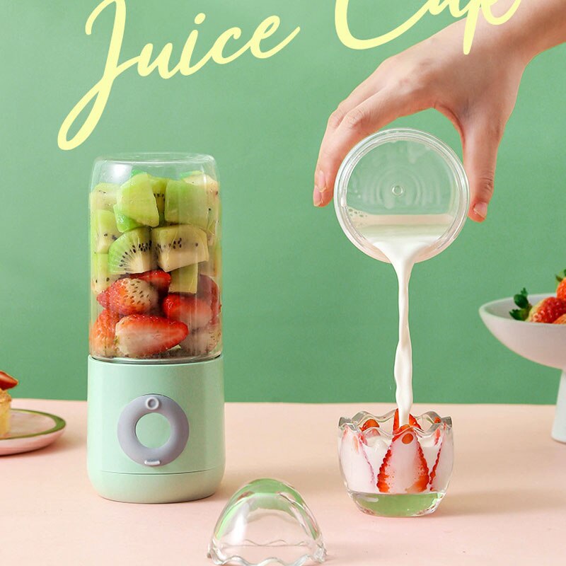 Licuadora portátil recargable por USB, Mini procesador de alimentos para el hogar, batidora, máquina exprimidora, taza procesadora de alimentos, 500ml