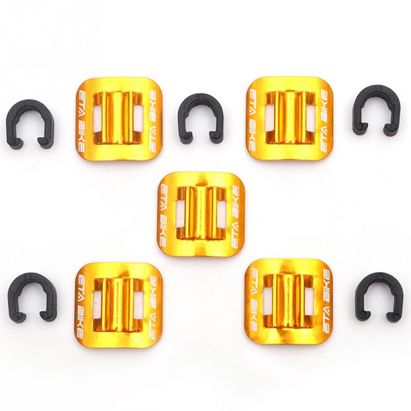 5 Pcs Bike Olie Buis Vaste Clips Gids Conversie Frame Vaste Klem Fiets Tubing Zetel Aluminium Clip Remkabel C vorm Gesp: Gold