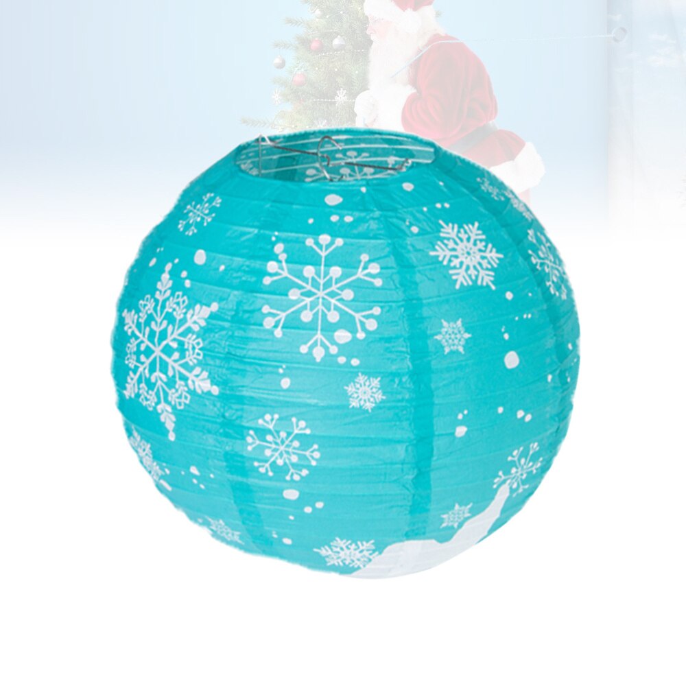 1Pc Christmas Snowflake Folding Lantern Paper Lantern Decorative Layout Prop Snowflake Pattern Blue