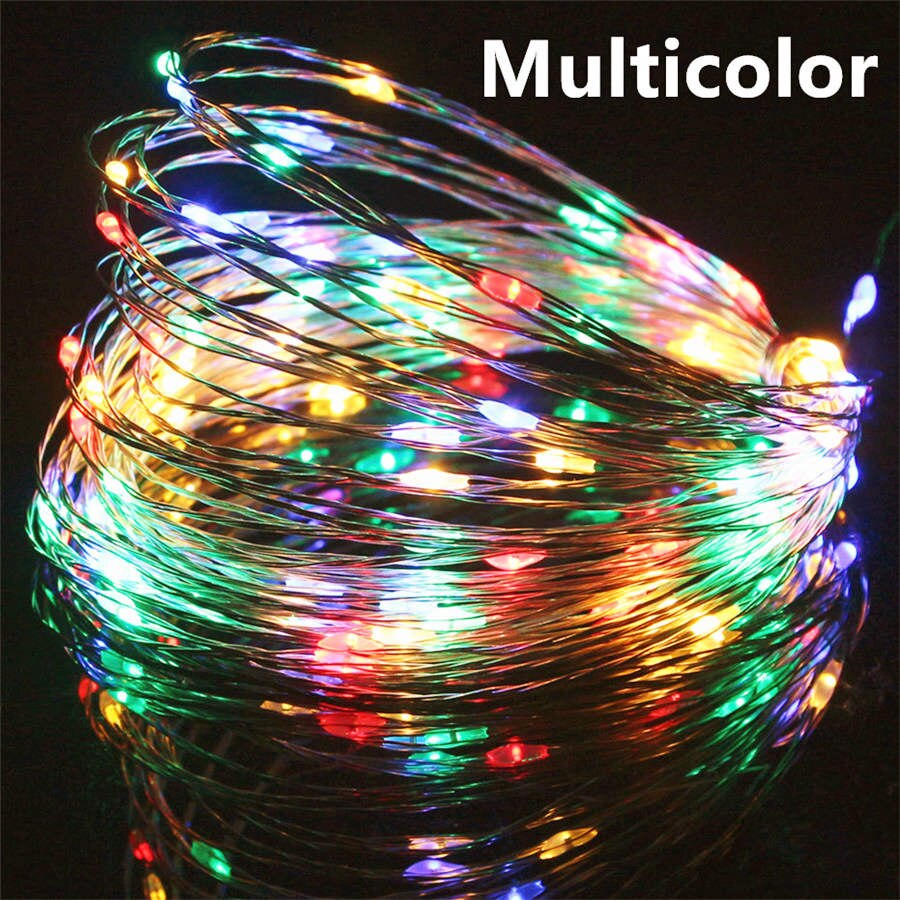 5v usb led string lys fairy 20m 10m 5m 2m sølvtråd vandtæt til krans hjem jule bryllupsfest dekoration: Flerfarvet / 5m 50 lysdioder