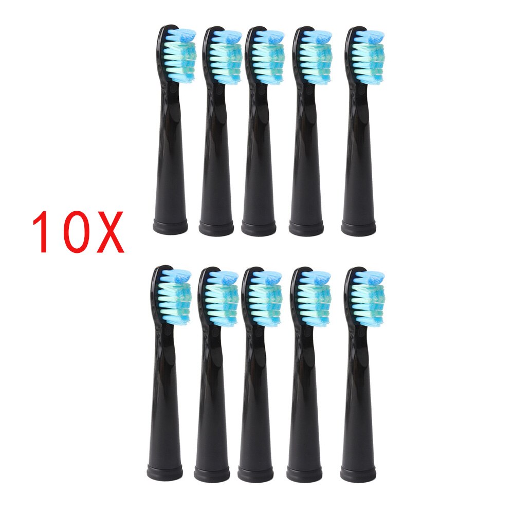 10 stk / sæt seago tandbørstehoved til lansung seago  sg610 sg908 sg917 tandbørste elektrisk udskiftning af tandbørstehoveder: 10 stk sort