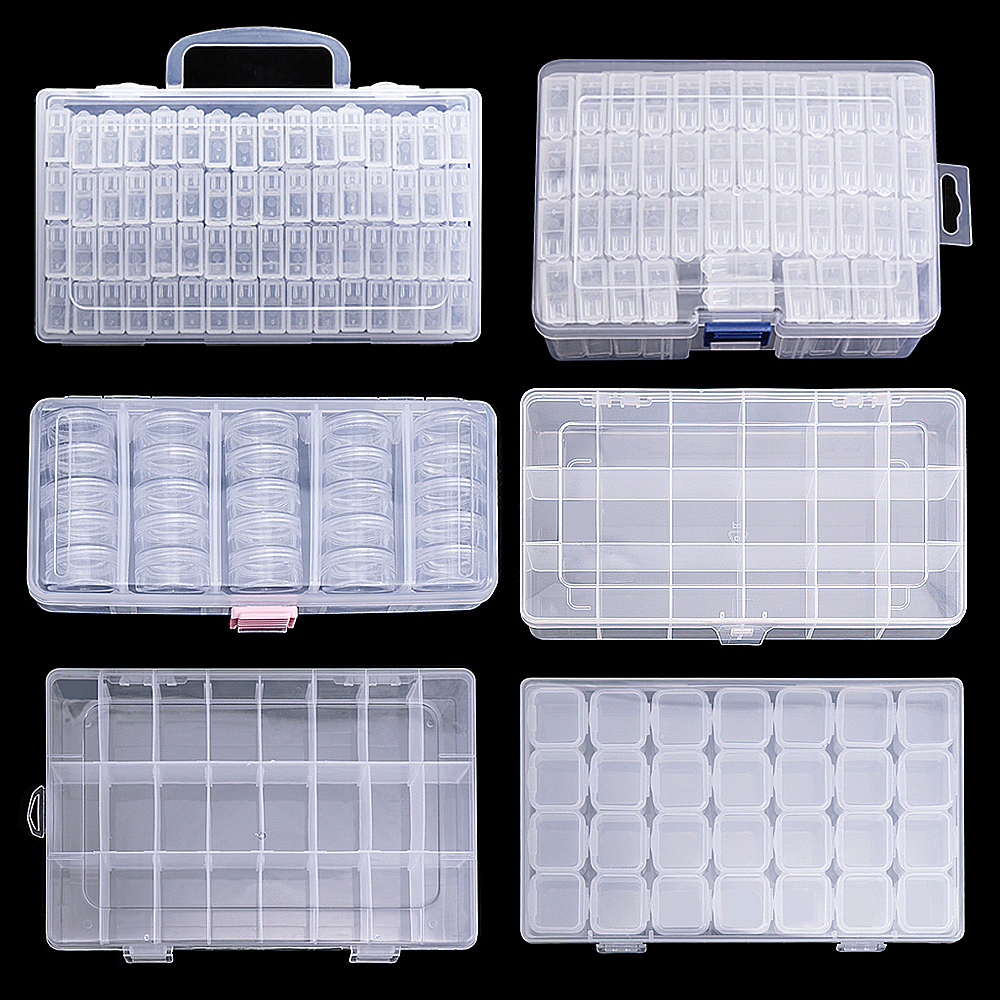 Transparente Nail Art Organizer Box Glitzer Strass Edelsteine Aufbewahrungskoffer Box DIY Schmuck Perlen Stickerei Organizer Container