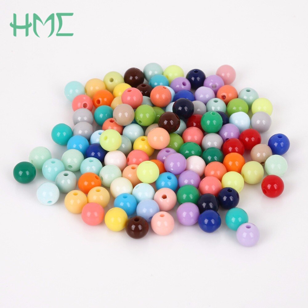 Dia . 8 mm hul ca. 1.8mm 100 stk diy perler skinnende plastik akryl løs afstandsstykke til gør det selv armbånd halskæde 20 farver