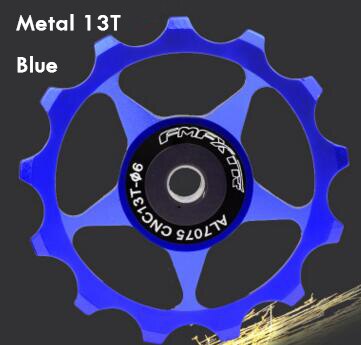 Mtb mountian maantiepyörä takavaihtaja keraaminen laakeri 11t 13t hihnapyörä jockey pyörä cnc ohjain rulla polkupyörän osat: Metalli 13t sininen