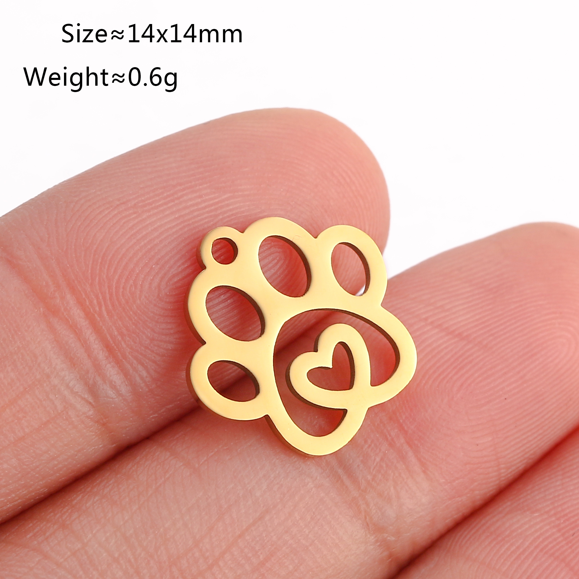 5 unids/lote de dijes con temática de animales, pata de gato/corazón de amor, garra de perro/herradura, colgantes de acero inoxidable, manualidades DIY, suministros para hacer joyas: Chapado en zinc azul