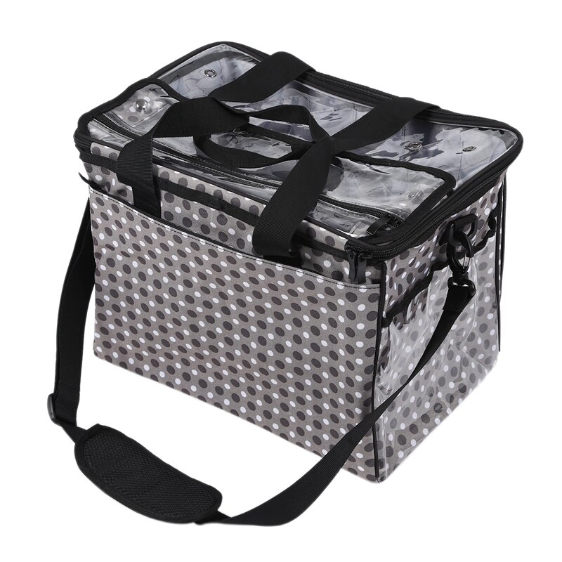 Multifunksjonell symaskin oppbevaringspose stor kapasitet syverktøy veske polyester hjemme bruk diverse tote grå